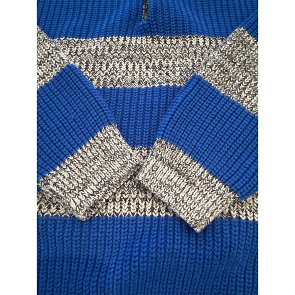 St John's Bay Striped Button Up Sweater Mens Blue Gray Knit Pullover - Picture 3 of 6